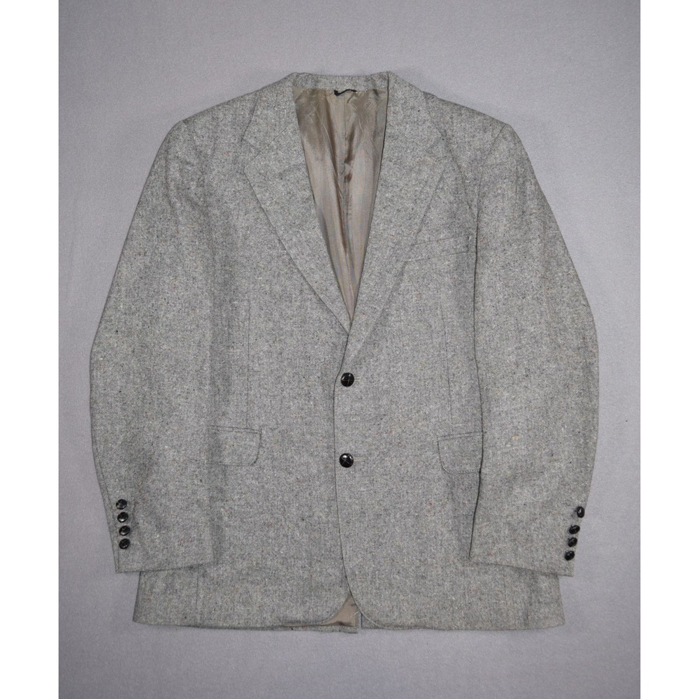 Vintage Levis Blazer Mens 40R Grey Wool Donegal Tweed Sport Coat Jacket